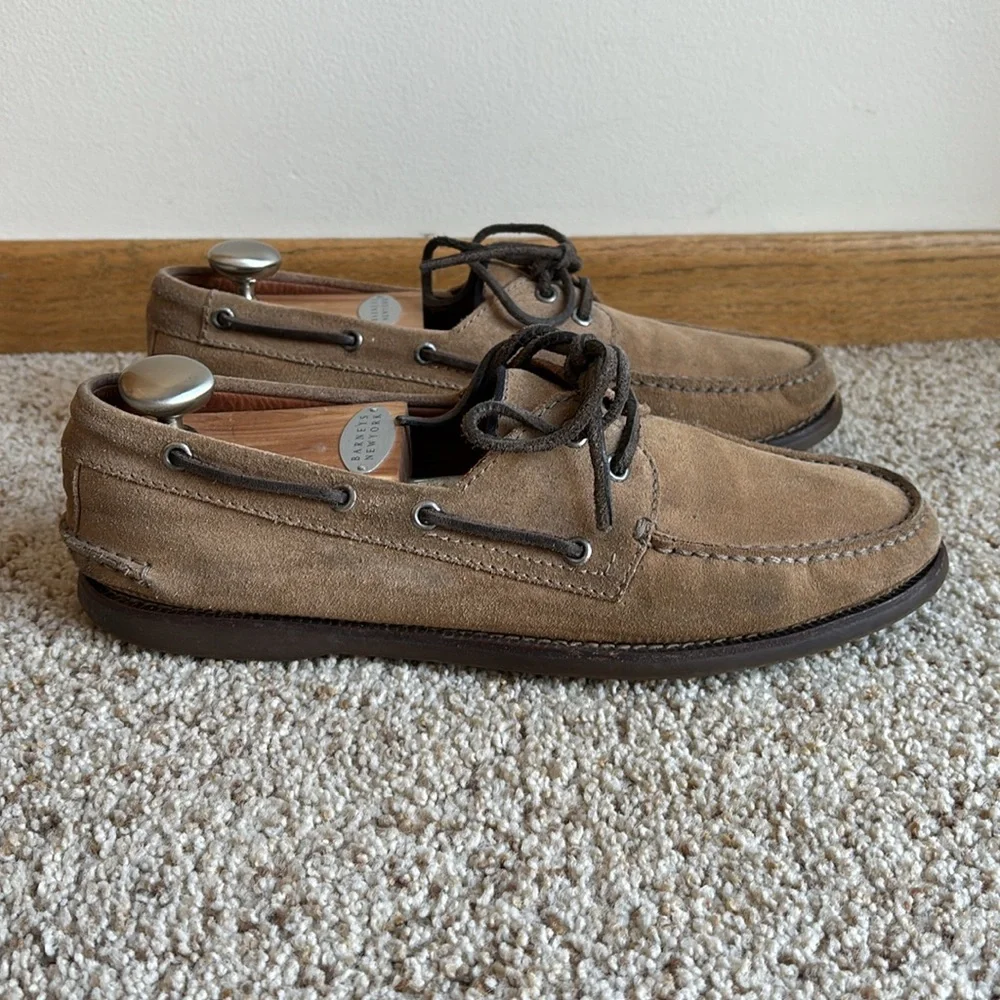 Brunello Cucinelli Men’s Brown Suede Moc Toe Boat Shoes Made in Italy US 9.5-10 - Picture 3 of 8